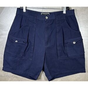 Field Stream Cargo Shorts Men's Size 36 Outdoor Sports Fishing Pleated Navy Blue